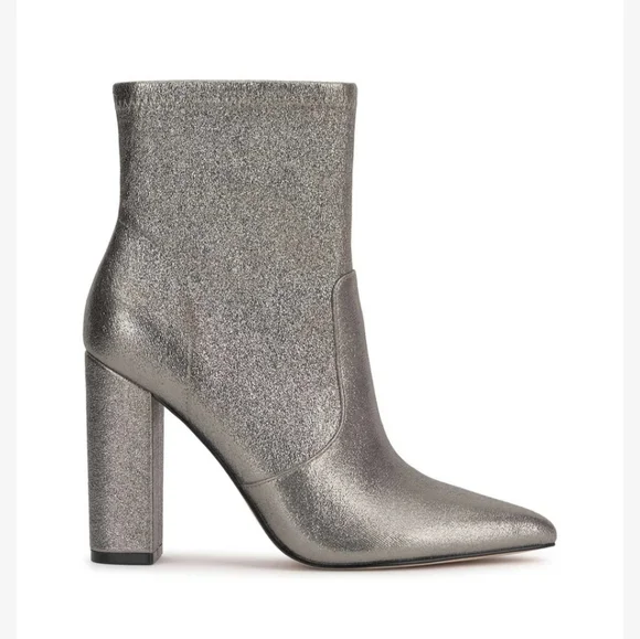 GLITTER SILVER Gray HIGH HEEL BOOTS NARELLE JESSICA SIMPSON Metallic Boots 9 7.5 - Picture 4 of 7
